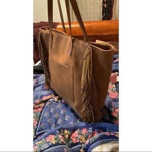 Tan fringe purse